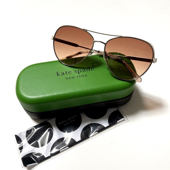 New in Case Original KATE SPADE Sunglasses Katalina Aviator YB7/HA Brown Silver main image 6